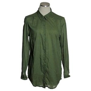 H&M Olive Green Lightweight Button-Down Blouse Top